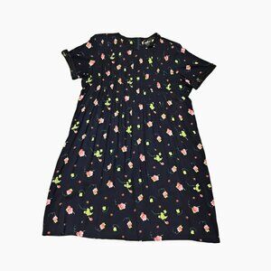 Positive Attitude Vintage Navy Blue Floral Dress, size XL, Lace Cottagecore